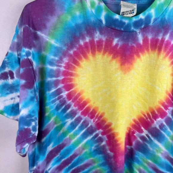 Vintage T Shirt Screen Stars Single Stitch Heart 1990s Tie Dye - Picture 5 of 7